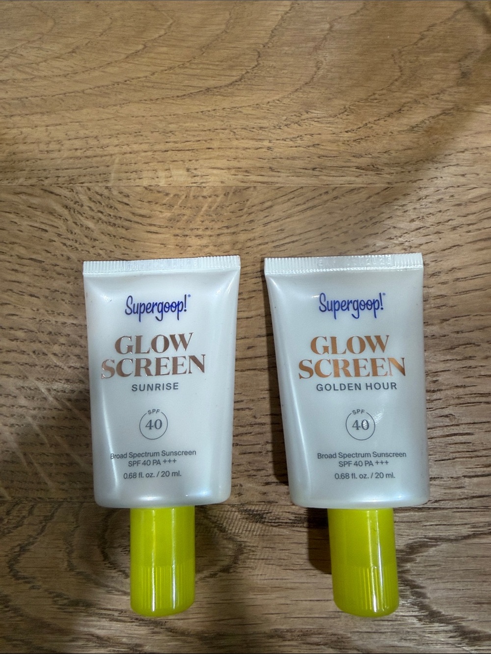 Supergoop! Glow Screen SPF 40 Sunrise & Golden Hour - White with Yellow Caps